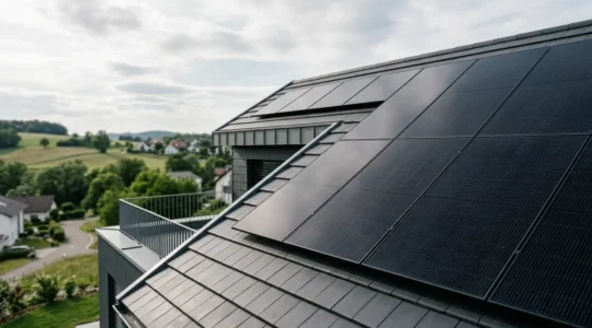 Installation de panneaux solaires photovoltaïques sur toiture résidentielle pour autoconsommation énergétique