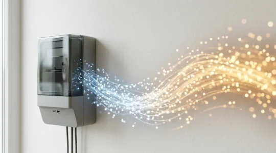 Illustration conceptuelle du passage de l'énergie finale à l'énergie primaire pour l'électricité dans le cadre du DPE français