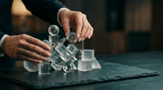 Vue en contre-plongée d'un professionnel préparant une stratégie d'achat d'énergie