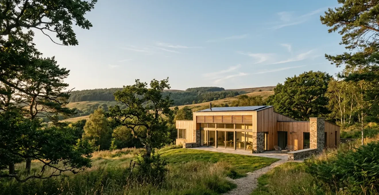 Maison ecologique contemporaine avec materiaux naturels et architecture bioclimatique