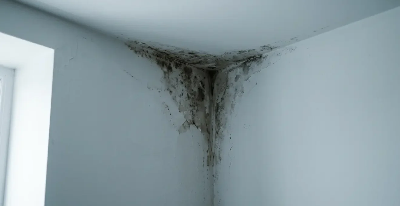 Zone de condensation et de moisissure dans l'angle froid d'un mur intérieur mal isolé